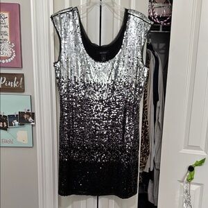 White House Black Market Silver Sequin Dress